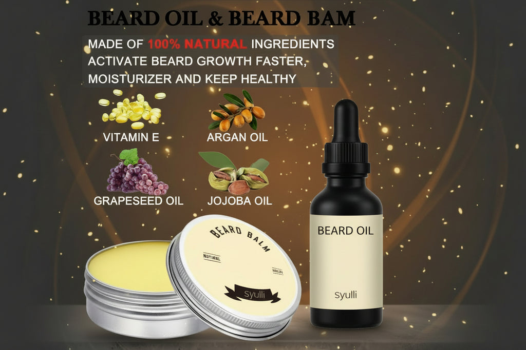 Men's PL Beard Care Balm Combo Kit (W) Shampoo & Conditioner and Serum Styling Growth oil    $25.00