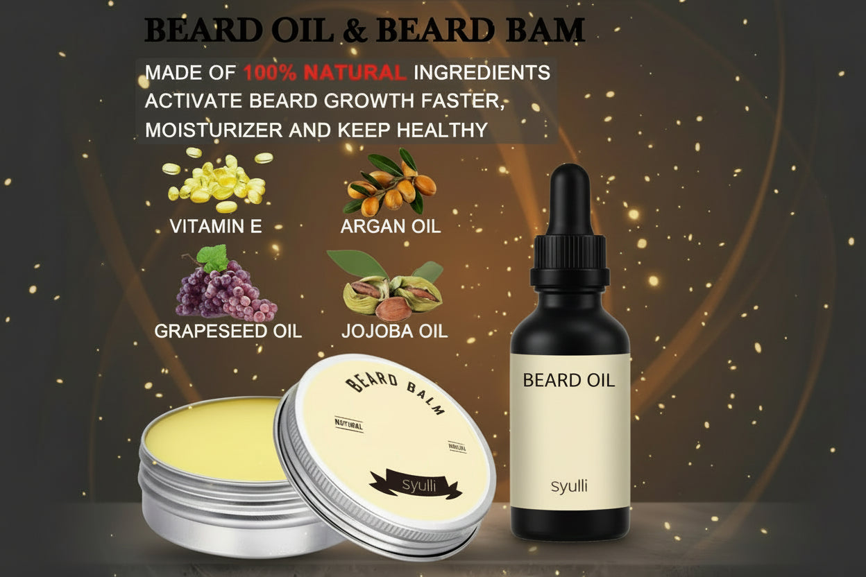 Men's PL Beard Care Balm Combo Kit (W) Shampoo & Conditioner and Serum Styling Growth oil    $25.00