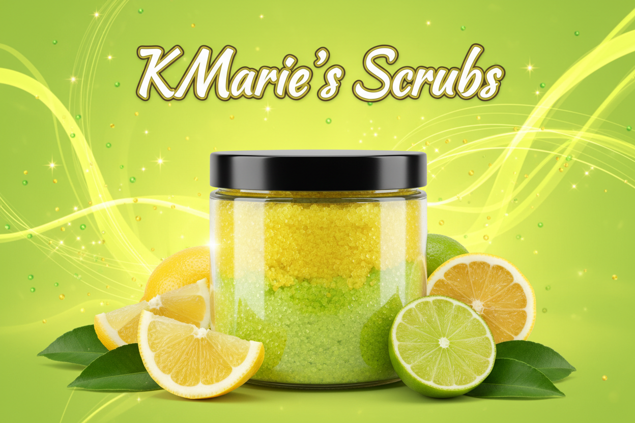 add KMarie's Scrubs across the top not on the product