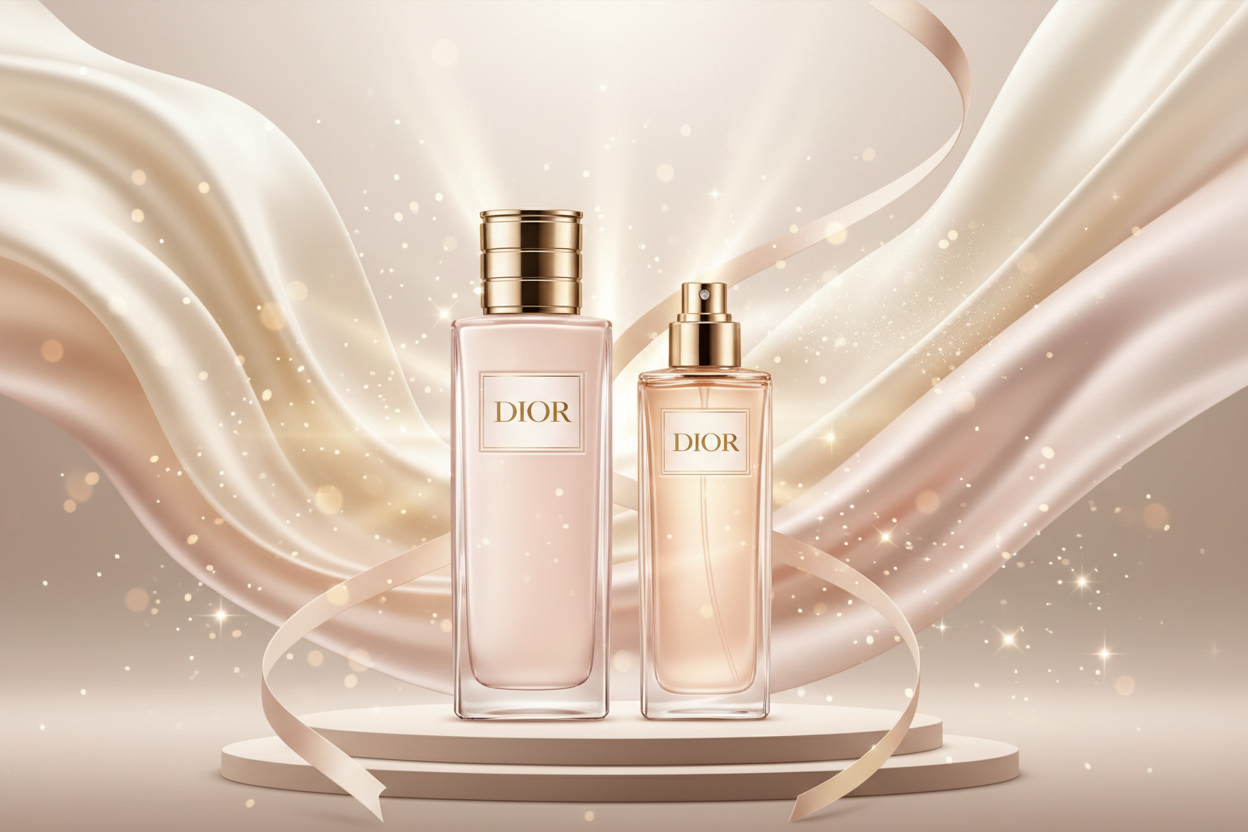 dior body lotion and spray set image with background and animation
