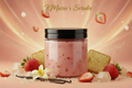 strawberry poundcake sugar scrub image with background and animation add text KMarie's Scrubs